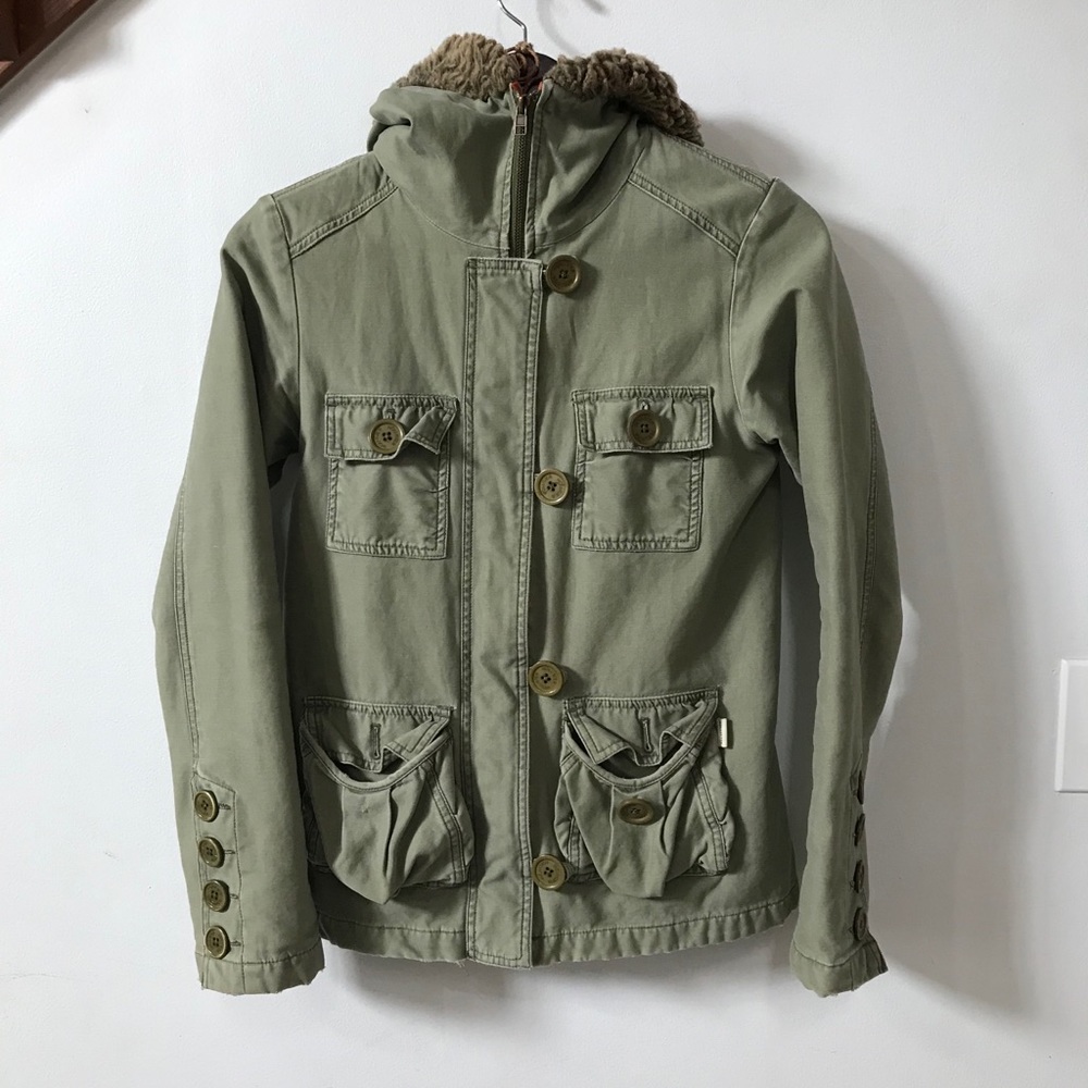 Army green hollister coat medium